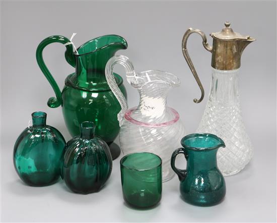 A quantity of glass including claret jug